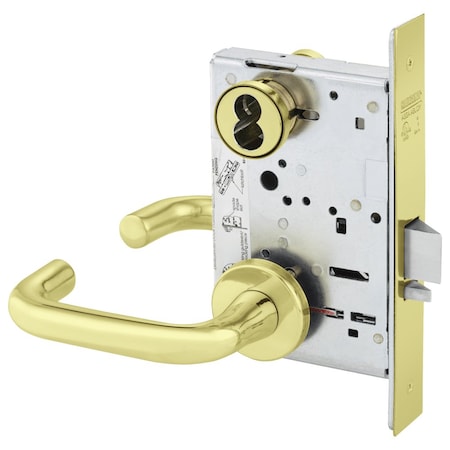 Sargent Storeroom or Closet Mortise Lock, LN Rose, J Lever, LFIC Prep Less Core, Bright Brass 60-8204 LNJ 3